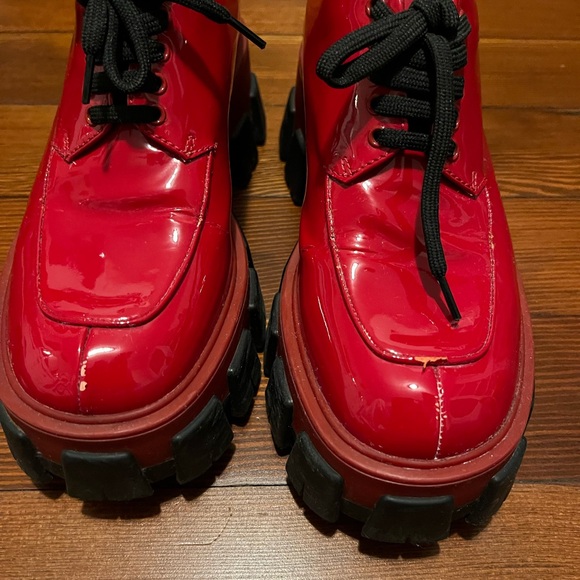 Prada red patent leather monolith lace up shoes - Picture 4 of 9